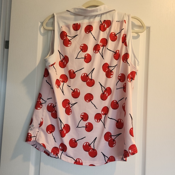 Jofit Cherry Print Blouse - Red and White Size L Guc - Picture 3 of 4
